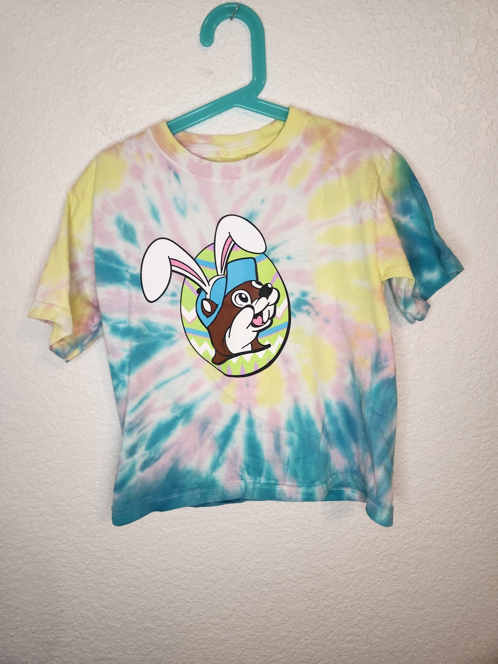 Buc-ees Easter Bunny Tie Dye 'But Did You Dye?' Doubled Sided T-Shirt Xs
